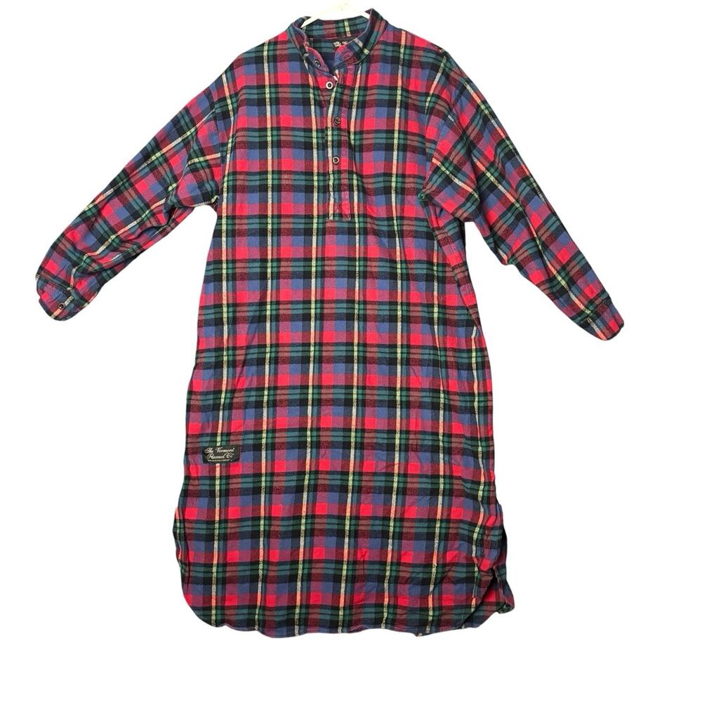 Vermont Flannel Co Plaid Tunic Shirt Dress Women One Size Red green Blue Cotton